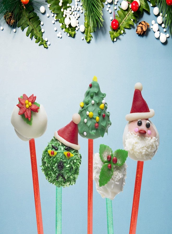 hapray 100-PCS Christmas Green and Red Glitter Plastic Swizzle Sticks, Crystal Cake Pops, Cocktail Coffee Drink Stirrers, Stir Sticks, 7.24 Inch - Image 2